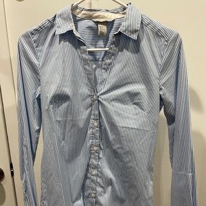 H&M Business Blue & White Striped Button Down Shirt